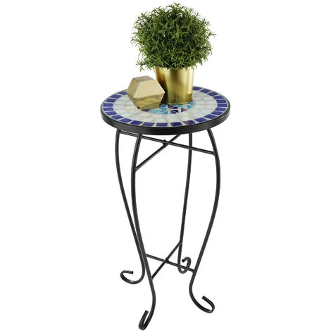 Guéridon Mosaïque 30x30x61,5 Cm - Tabouret à Fleurs, Table D´appoint, Tabouret Porte-fleurs – Image 2