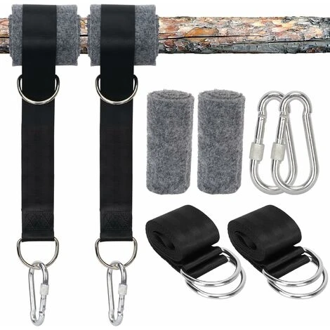 Sangles De Hamac D'extérieur - Kit De Suspension De 150 Cm De Long,2 Mousquetons à Crochet En D Et 2 Coussins De Protection