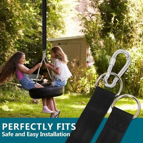Sangles De Hamac D'extérieur - Kit De Suspension De 150 Cm De Long,2 Mousquetons à Crochet En D Et 2 Coussins De Protection – Image 2