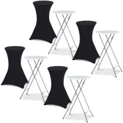 Lot De 4 Tables Hautes Pliantes 105 CM Et 4 Housses Noires