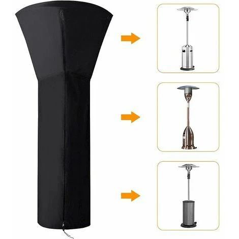 Housse Pour Parasol Chauffant, Housses De Chauffage Extérieur Imperméable Rond Noir, Protection Parasol Chauffant Housse De Protection Pour Chauffage De Terrasse, 226x85x48 CM, – Image 5