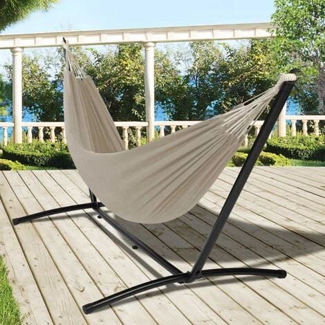 Hamac Avec Support Métal Et Toile Taupe – Image 2