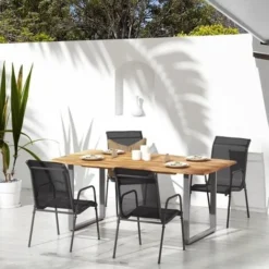 Lot De 4 Chaises De Jardin Moderne Acier Et Textilène Noir,51 X 66 X 88 Cm