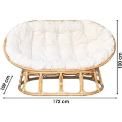 Canape Papasan En Rotin Avec Coussin 172x109xh100cm Canape En Rotin - Le Rotin