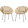OUTSUNNY Lot De 2 Chaises De Jardin Style Colonial Coussins Beige Inclus Résine Tressée Et Filaire Aspect Rotin