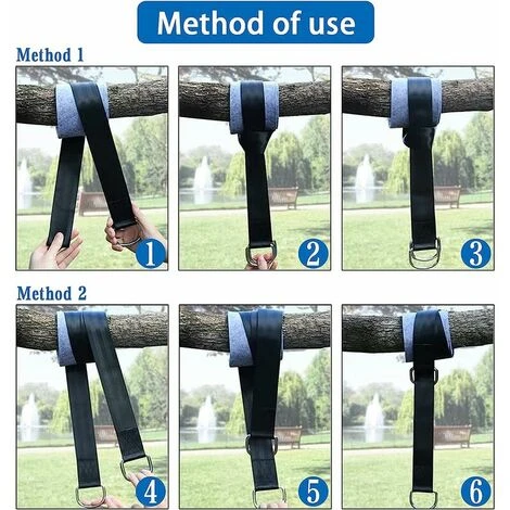 Arbre Swing Sangles Accessoire De Balançoire,1 Paire Fixation Pour Balançoire Sangles De Hamac Avec 2 Mousquetons à Crochet En D Et 2 Coussins De Protection Pour Arbres,Supporte Jusqu'à 1700 Kg – Image 5