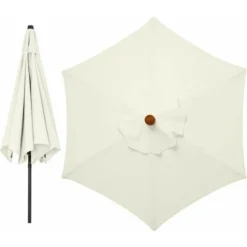 Housses De Rechange Pour Parasol 3 Mètres 6 Bras Parasol De Rechange Pour Auvent De Jardin Housse De Rechange Pour Parasol, Auvent Uniquement (blanc Crème)