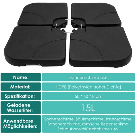 SWANEW Support De Parasol Support Carré Support De Sable Support De Parasol Remplissable Jusqu'à 80 Kg – Image 2