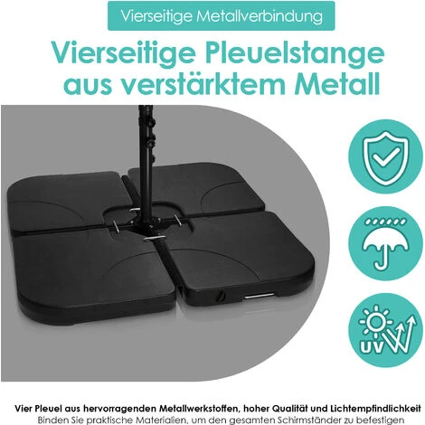 SWANEW Support De Parasol Support Carré Support De Sable Support De Parasol Remplissable Jusqu'à 80 Kg – Image 3
