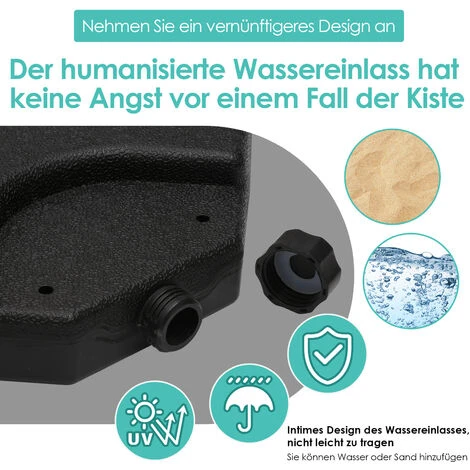SWANEW Support De Parasol Support Carré Support De Sable Support De Parasol Remplissable Jusqu'à 80 Kg – Image 4