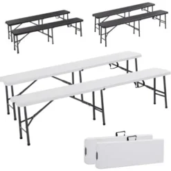 AREBOS 2X Bancs Pliables Pliant Banc De Camping Picnic Bancs De Brasserie
