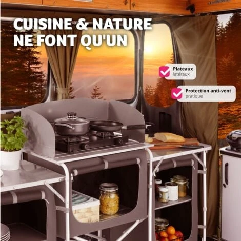 Cuisine De Camping 3 Compartiments - Meuble De Rangement Cuisine, Meuble Camping, Equipement Camping – Image 4