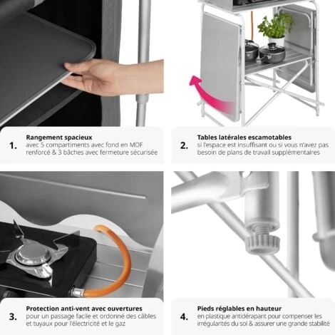 Cuisine De Camping 3 Compartiments - Meuble De Rangement Cuisine, Meuble Camping, Equipement Camping – Image 5