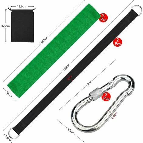 Fixation Pour Balançoire, Sangle Balancoire Suspendu Ultra Résistant Avec D-Ring Charge Maximale 500kg Pour Camping, Hamac Et Balancoire De Jardin, – Image 2