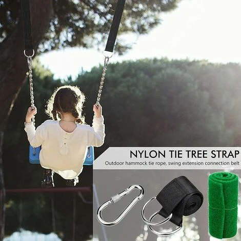Fixation Pour Balançoire, Sangle Balancoire Suspendu Ultra Résistant Avec D-Ring Charge Maximale 500kg Pour Camping, Hamac Et Balancoire De Jardin, – Image 5