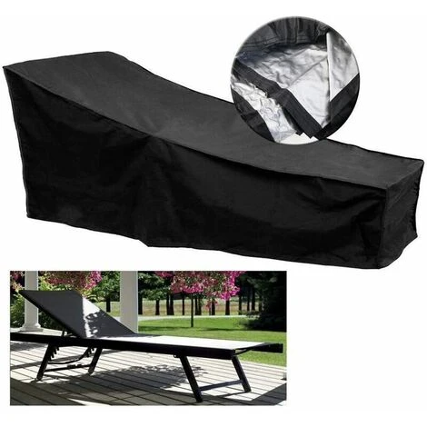 Housse Pour Mobilier De Jardin Housse Pour Chaise Longue De Jardin Avec Grilles D'aération. Housse De Chaise Longue Imperméable Housse Bain De Soleil Tissu Oxford 210D (208x76x41/79CM) (Gris) – Image 3