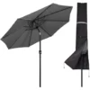 Mondeer Parasol Droit 3.0m Inclinable , Avec Manivelle, Housse De Protection,Pliable Portable, Protection Solaire, Gris Foncé