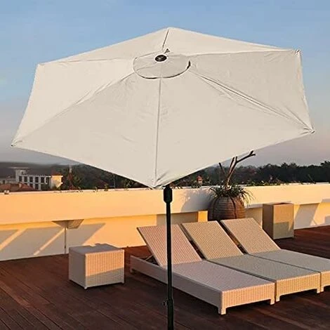 AIDUCHO Housse De Rechange Pour Parasol à 6 Baleines - 3 M - Imperméable - Anti-Ultraviolet - Blanc – Image 2