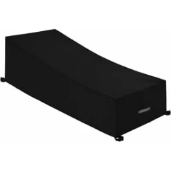 TRIP Housse Pour Chaise Longue De Jardin Avec Grilles D’aération, Imperméable, Coupe-Vent, Anti-UV, Robuste Tissu Oxford 210D Housse De Protection Bain De Soleil, Transat (200x75x40/80cm) - Noir