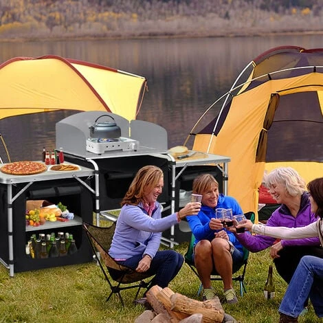 AUFUN Cuisine De Camping, Armoire De Camping Pliable Avec Cadre En Aluminium (174 X 46 X 110 Cm) – Image 4