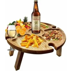 RHAFAYRE Table De Pique-Nique Portable Pliante, Table De Camping Légère Pliable En Plein Air 30 Cm Petite Table De Pique-Nique En Bois Pour Fête, Plage, Jardin, Camping, Barbecue, Voyage