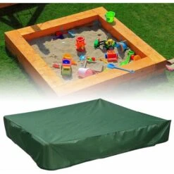 RHAFAYRE Bâche Bac à Sable 150x150 Cm Housse Protection Étanche UV Protection 70% Pour Bac à Sable Oxford Avec Cordon De Serrage, Vert (150x150 Cm)