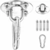 DHKLFA Crochet De Fixation Murale Pour Hamac Suspendu,Yoga,Chaise Accrochante Et Sac De Boxe, Acier Inoxydable Kit De Suspension Trainer Avec Mousqueton Et Vis De Fixation Fontainebleau Argent