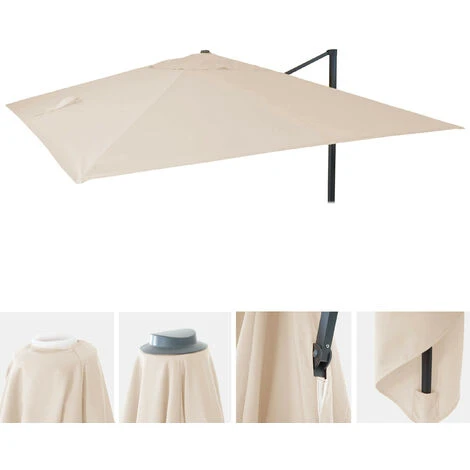 Toile De Rechange Pour Parasol Déporté De Luxe HWC, 3x3m - Crème – Image 3