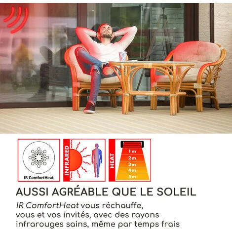 Chauffage Infrarouge - Blumfeldt Heatbell Wall Smart - Pour Terrasse Extérieu - Contrôle Par App - Noir – Image 4