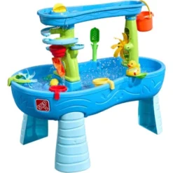 STEP2 Double Showers Splashs Table Sable Et Eau Deux Niveaux, Jeu D'eau Pour Plusieurs Enfants Facile à Construire Et Ranger Jeux D'Eau
