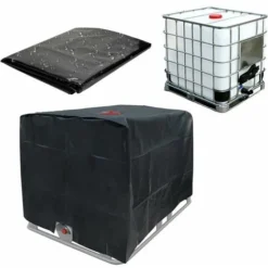 Bâche De Réservoir D'eau, Bâche Couverture Réservoir IBC Pour Cuve 1000L, Capôt De Protection Container Citerne Eau, Anti-poussière Anti-UV Anti-Pluie, 120x100x116cm (noir)，Starlight