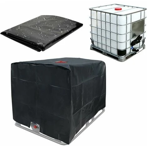 Bâche De Réservoir D'eau, Bâche Couverture Réservoir IBC Pour Cuve 1000L, Capôt De Protection Container Citerne Eau, Anti-poussière Anti-UV Anti-Pluie, 120x100x116cm (noir),Starlight