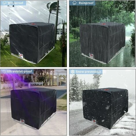Bâche De Réservoir D'eau, Bâche Couverture Réservoir IBC Pour Cuve 1000L, Capôt De Protection Container Citerne Eau, Anti-poussière Anti-UV Anti-Pluie, 120x100x116cm (noir),Starlight – Image 2