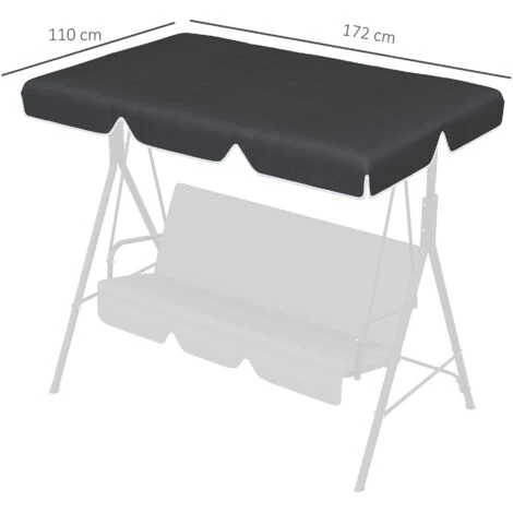 OUTSUNNY Toile De Rechange Pour Balancelle De Jardin Tissu Polyester Haute Densité 200 G/m² 192L X 144l Cm - Noir – Image 3