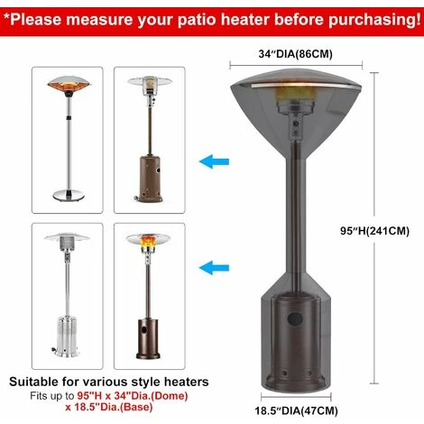 Housse Pour Parasol Chauffant Mis à Niveau 600D étanche Avec Fermeture à Glissière Bande Réfléchissante Tissu Oxford Et Sac De Rangement, 241 86 47 Cm – Image 2