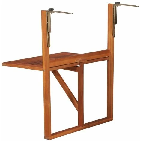 Table Suspendue De Balcon Table D'extérieur - 64,5x44x80 Cm Bois D'acacia Massif BV906622 - BonneVie – Image 2