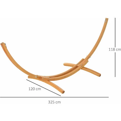 OUTSUNNY Support Pied De Hamac Structure Robuste Bois De Pin Pré-huilé Charge Max. 120 Kg – Image 3