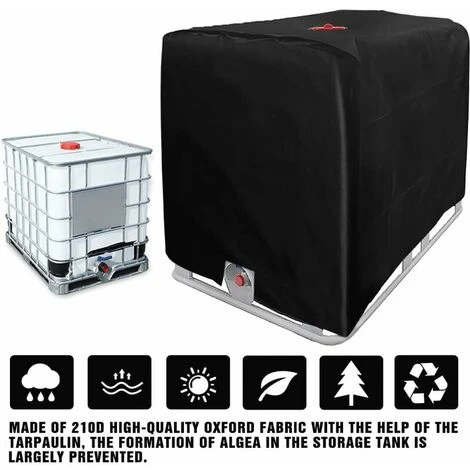 Bâche Couverture Réservoir IBC Pour Conteneur IBC 1000L, 116 X 100 X 120 Cm Bâche De Réservoir D'eau Anti-UV Anti-Pluie ( Noir ) – Image 4