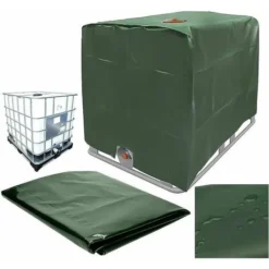 Bâche De Réservoir D'eau, Bâche Couverture Réservoir IBC Pour Cuve 1000L, Capôt De Protection Container Citerne Eau, Anti-poussière Anti-UV Anti-Pluie, 120x100x116cm (vert)