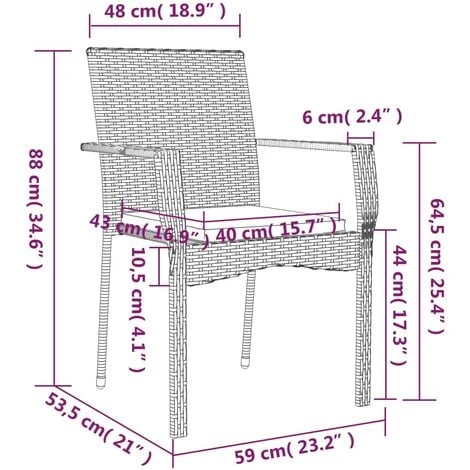 Mobilier à Dîner De Jardin 9pcs Et Coussins Noir Résine Tressée VidaXL – Image 3