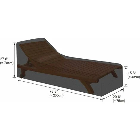 Housse De Chaise Longue De Jardin Imperméable Et Coupe-Vent En Tissu Oxford 420D Pour Chaise Longue, Chaise Longue (200 X 75 X 40/70CM) - Paquet De 2 – Image 2