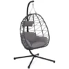 Fauteuil Suspendu HUEVO Pliable Ajouré Gris Avec Coussin Gris