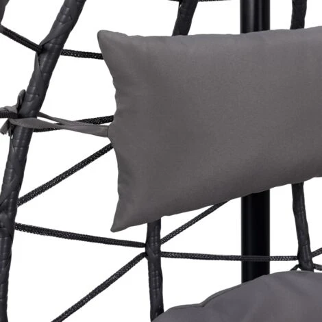 Fauteuil Suspendu HUEVO Pliable Ajouré Gris Avec Coussin Gris – Image 3