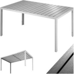 Table De Jardin BIANCA 150 X 90 Cm Pieds Réglables En Hauteur - Table De Camping, Table De Réception, Table Et Bancs Pliant En Bois