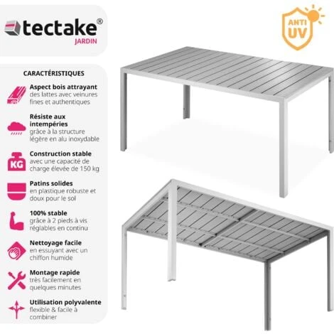 Table De Jardin BIANCA 150 X 90 Cm Pieds Réglables En Hauteur - Table De Camping, Table De Réception, Table Et Bancs Pliant En Bois – Image 2