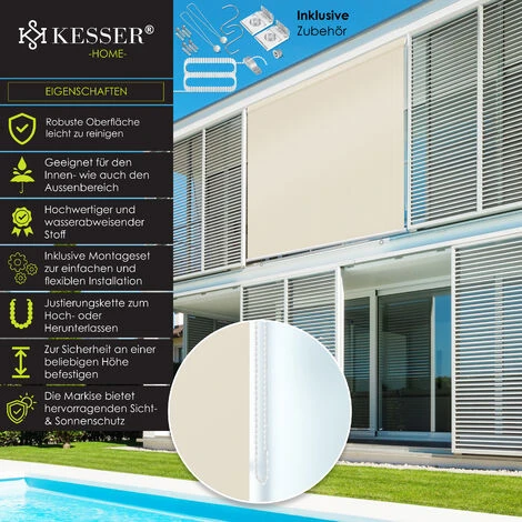 KESSER® Store Vertical Store Vertical Marquise De Balcon Protection Visuelle Protection Solaire Store Latéral Ombrage, Store De Balcon Stable Et Résistant Aux Intempéries, Pour Balcon, Terrasse, Jardi – Image 2