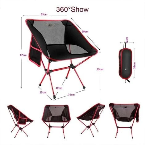 Chaise De Camping Chaise De Camping Pliable Compact Chaise De Pêche Ultra-Légères Portatives Avec Pour Randonnée Pêche – Image 3