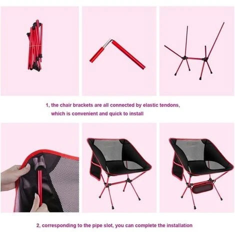 Chaise De Camping Chaise De Camping Pliable Compact Chaise De Pêche Ultra-Légères Portatives Avec Pour Randonnée Pêche – Image 4