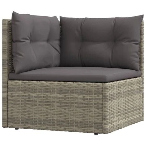 Salon De Jardin 7 Pcs Avec Coussins Gris Résine Tressée VidaXL – Image 4