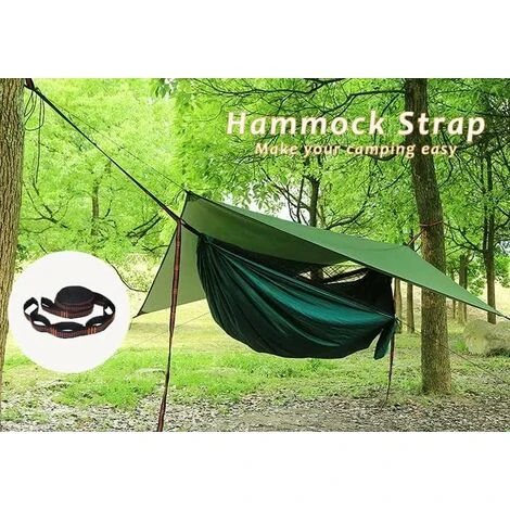 RHAFAYRE Sangles De Hamac Pour Arbre Avec 2 Cordes Hamac De 280cm2,5cm And 2 Mousquetons De Fer Kit De Fixation Hamac Pour Balançoire Camping Avec Capacité De Charge De 200 Kg Respectueux Des Arbres ( – Image 5
